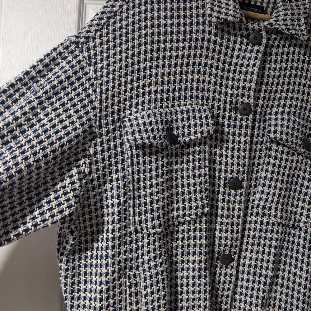Zara | Tweed button down jacket in blue - Picture 7 of 13